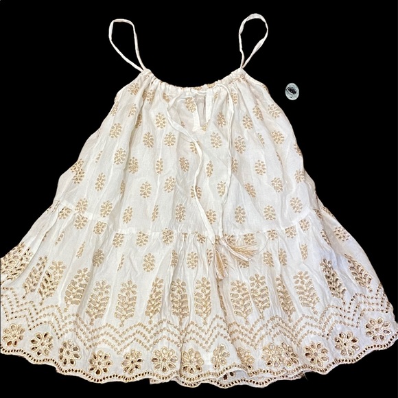 SUR LA PLAGE**White/Gold Flowy Top**One Size $160 - Picture 2 of 6